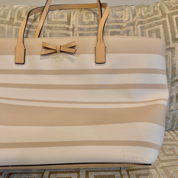 Kate Spade Cream & Tan Striped Tote Bag - Picture 9 of 9